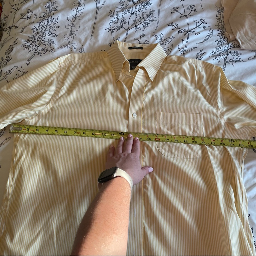 Eddie Bauer Yellow & White Striped Button-Down Collared Long Sleeve Shirt - L - Picture 10 of 12
